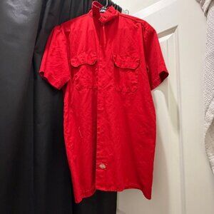 Dickies Medium/M Size Authentic Workwear since 1922 Red Button Up collared shirt